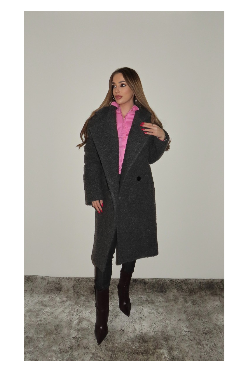 Елегантно дамско палто в сиво