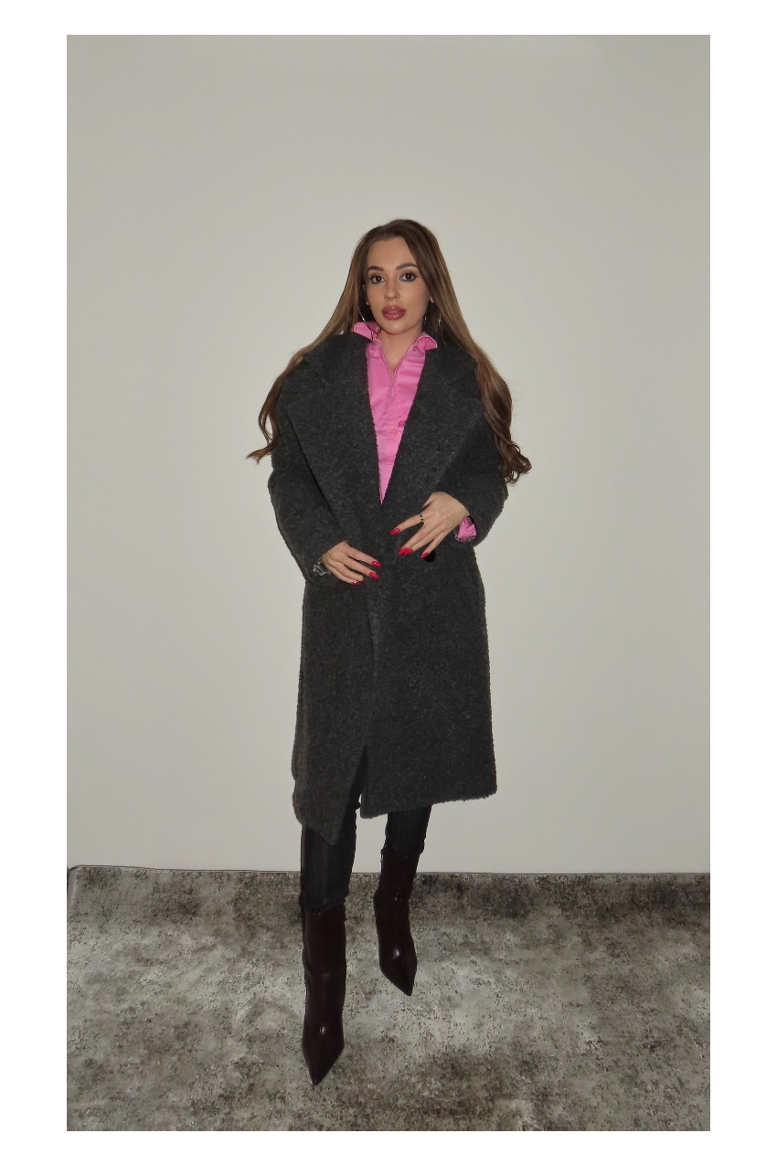 Елегантно дамско палто в сиво