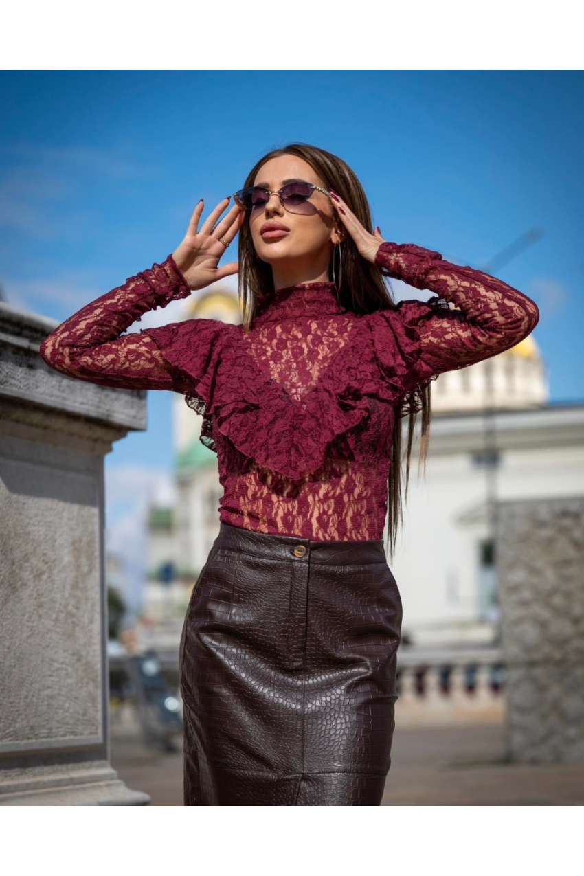 Дантелена блуза Burgundy