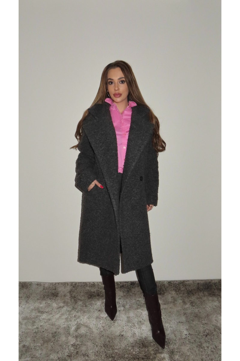 Елегантно дамско палто в сиво